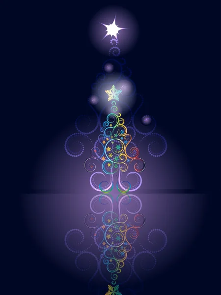 Tarjeta con árbol de Navidad decorativo — Vector de stock