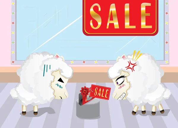 Sheeps op winkelen — Stockvector