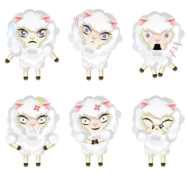 Mignon Chibi moutons — Image vectorielle