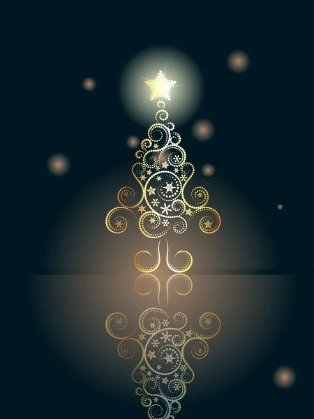 Tarjeta con árbol de Navidad decorativo — Vector de stock