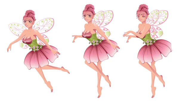 Pink Floral Fairy — Stock Vector