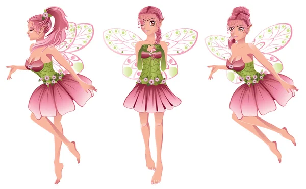 Pink Floral Fairy — Stock Vector