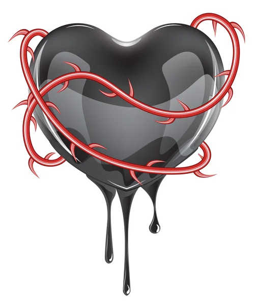 Sangrado Corazón Negro — Vector de stock