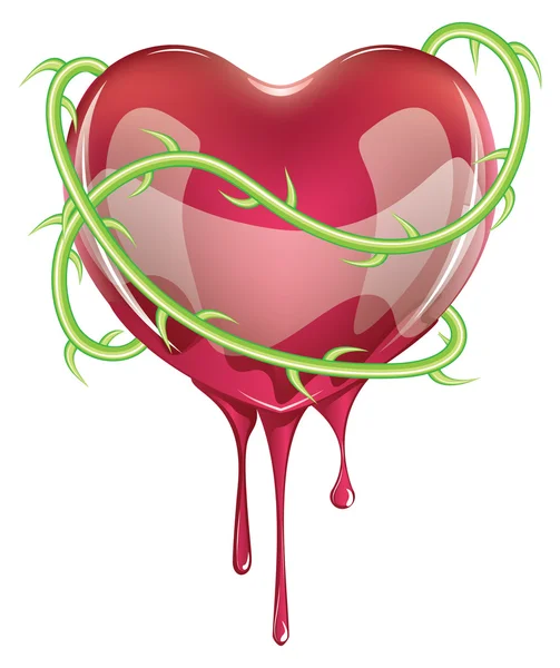 Blutendes rotes Herz — Stockvektor