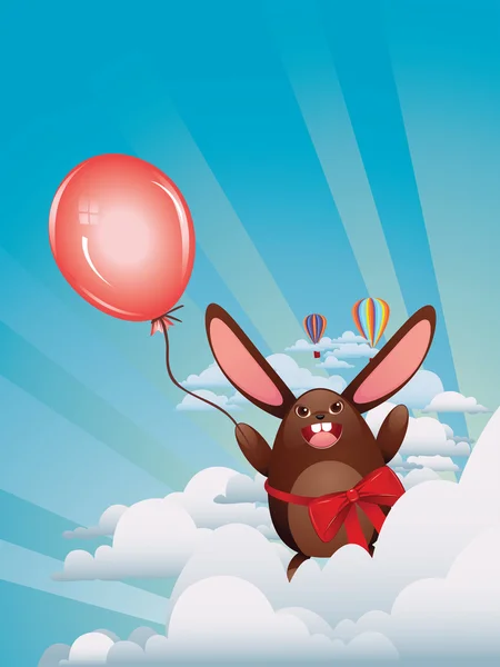 巧克力小兔子与气球 — 图库矢量图片