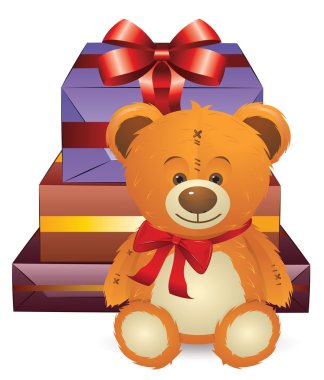 oyuncak ayı ile hediye kutusu