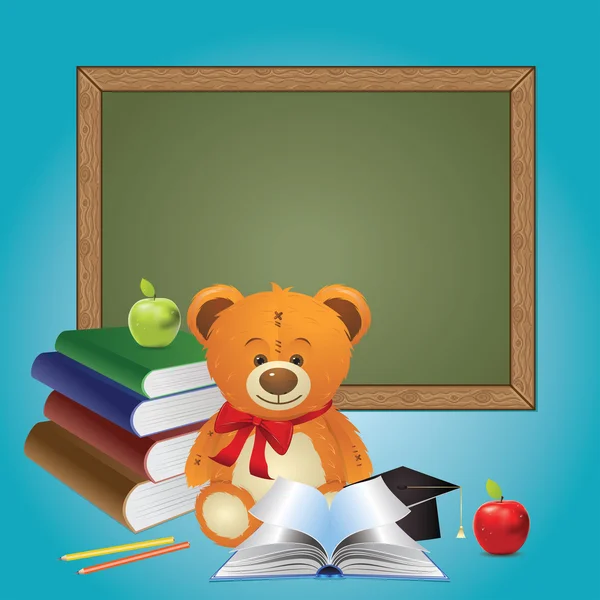 School teddy bear — Stockvector