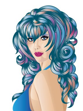 Mavi saçlı kadın.