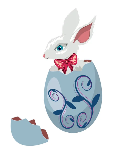 Bunny Inside a Cracked Egg — Stock Vector