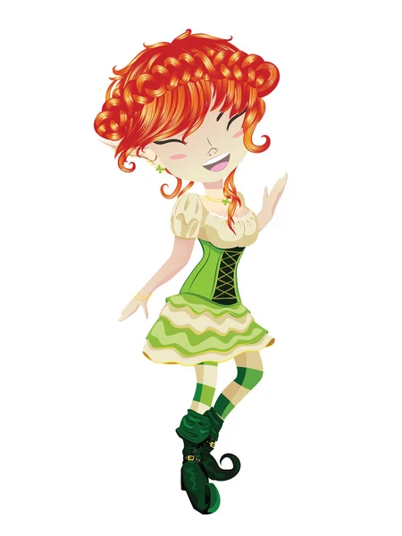 Cute Leprechaun Girl — Stock Vector