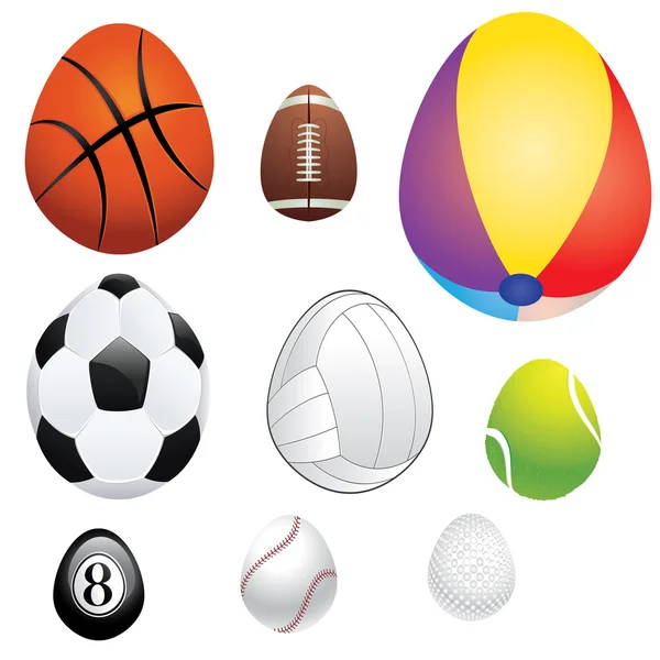 Bolas de desporto em forma de ovo — Vetor de Stock