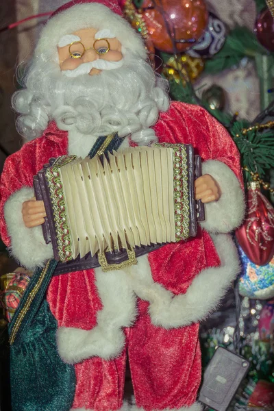 Retro Santa oyuncak akordeon ile — Stok fotoğraf