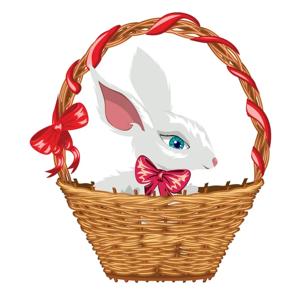 Easter Bunny in Basket — Stock Vector