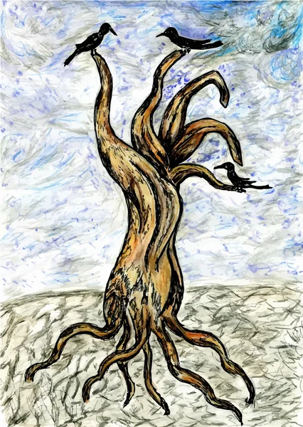 죽은 나무 스케치 — 스톡 벡터