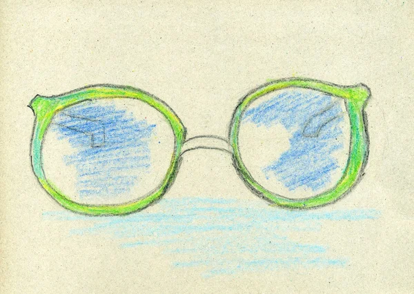 Óculos desenhados à mão — Fotografia de Stock