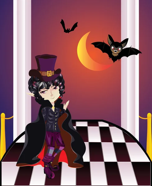 Vampir auf Balkon — Stockvektor