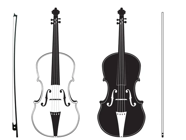 Silueta de violín — Vector de stock