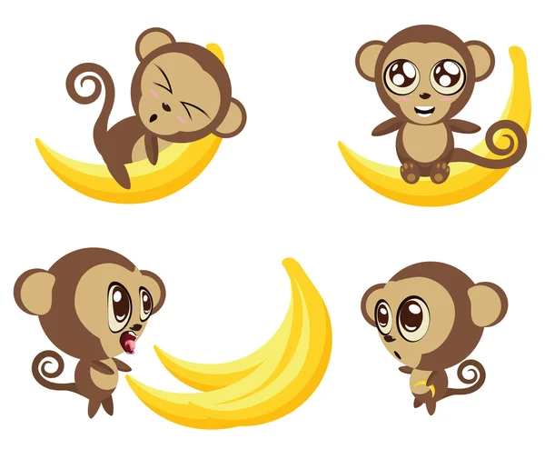 Macaco com banana —  Vetores de Stock