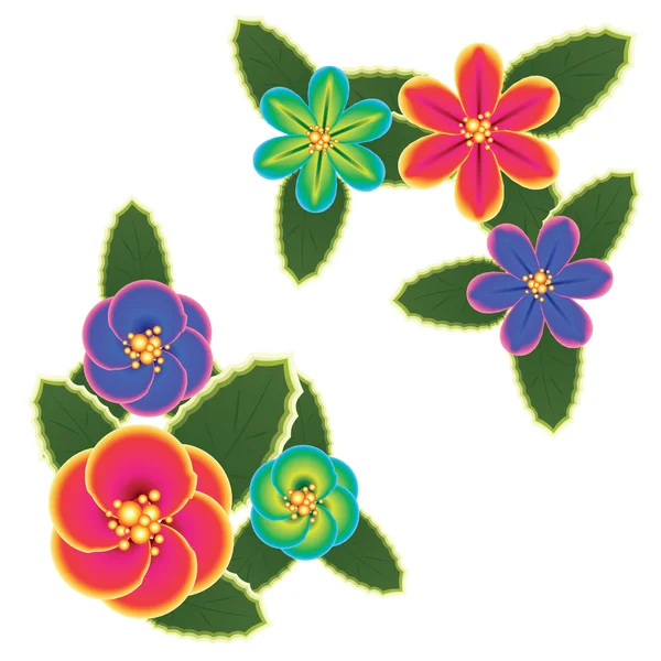カラフルな熱帯の花 — ストックベクタ
