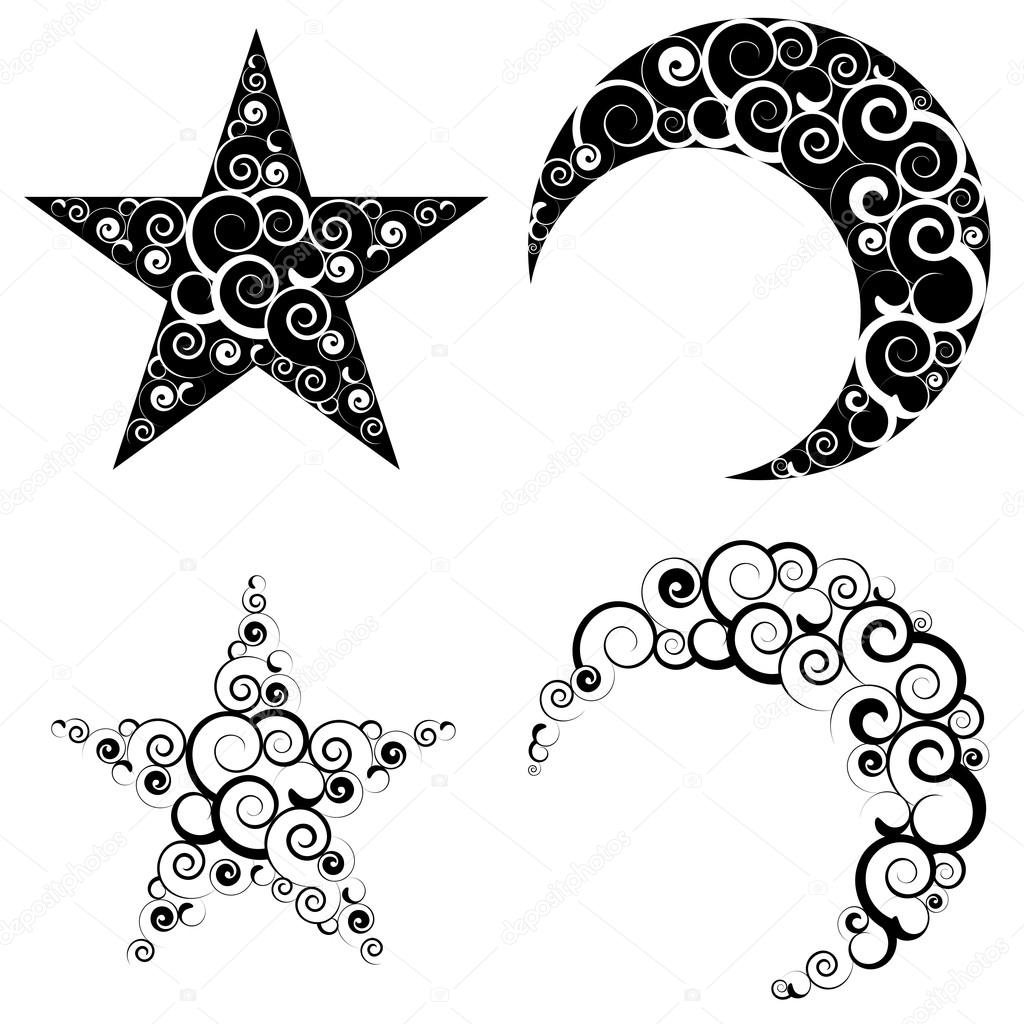 Crescent Moon and Star Symbols