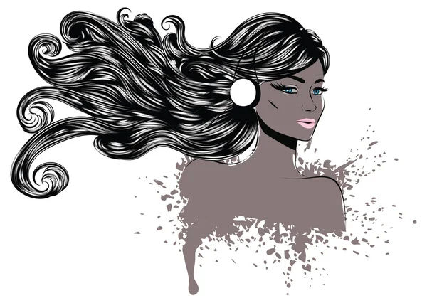 Woman with Long Hair — Stock Vector