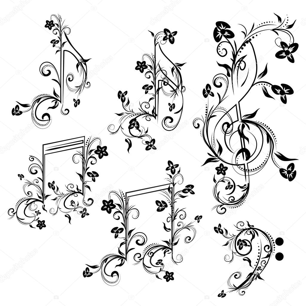 Floral music notes Floral Music Notes — Stock Vector © artshock 76841419