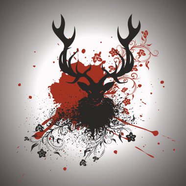 Çiçekli Grunge geyik