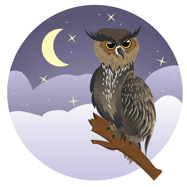 Horned Owl na oddział — Wektor stockowy