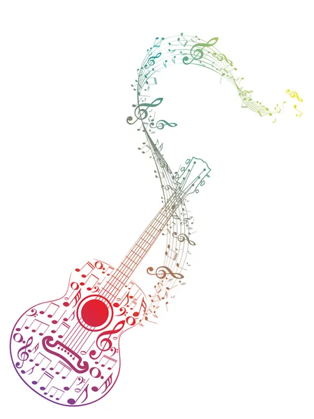 Гитара и музыкальные ноты — стоковый вектор