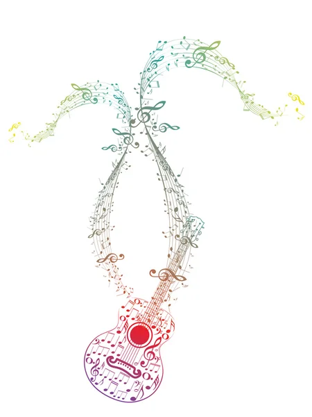 Гитара и музыкальные ноты — стоковый вектор