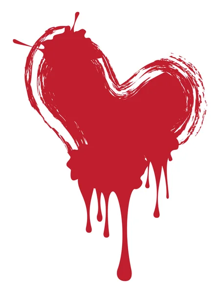 Grunge corazón rojo — Vector de stock