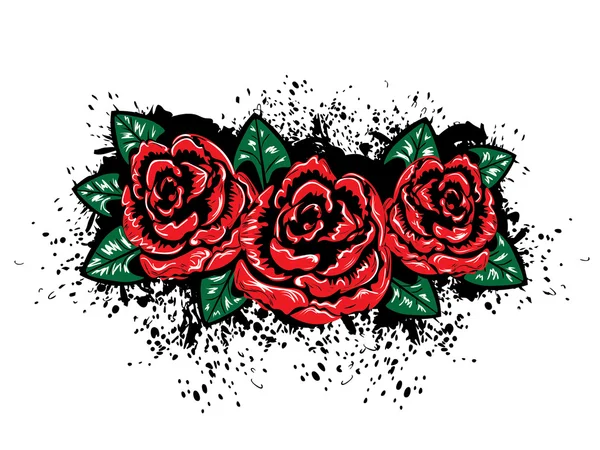 Grunge Roses avec éclaboussures — Image vectorielle