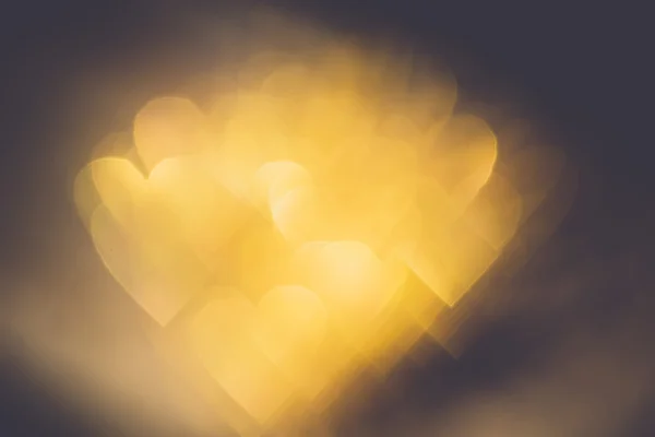 Golden Heart Shaped Bokeh — Stock Photo, Image