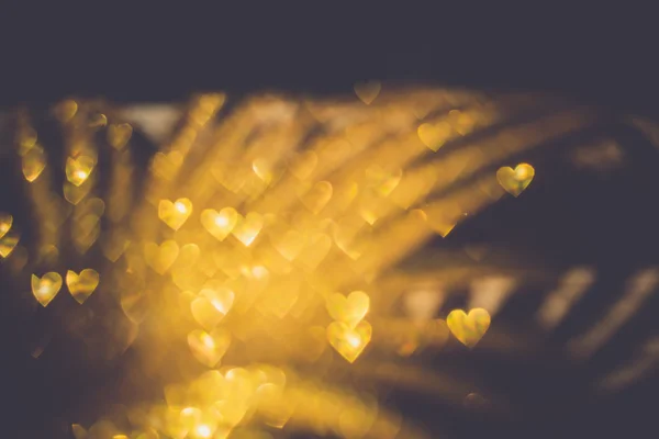 Gouden hart gevormde Bokeh — Stockfoto