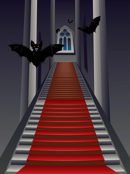 Gotik merdiven iç — Stok Vektör