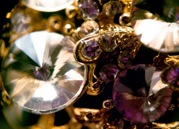 Diamanter och guld Supermacro — Stockfoto