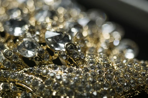 Diamanter och guld makro — Stockfoto