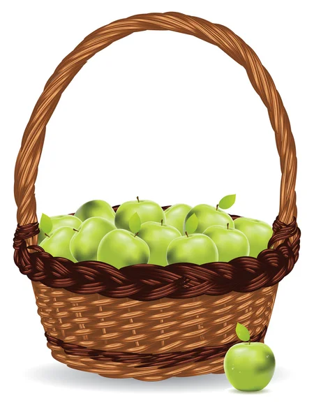 Cesta de maçãs verdes — Vetor de Stock