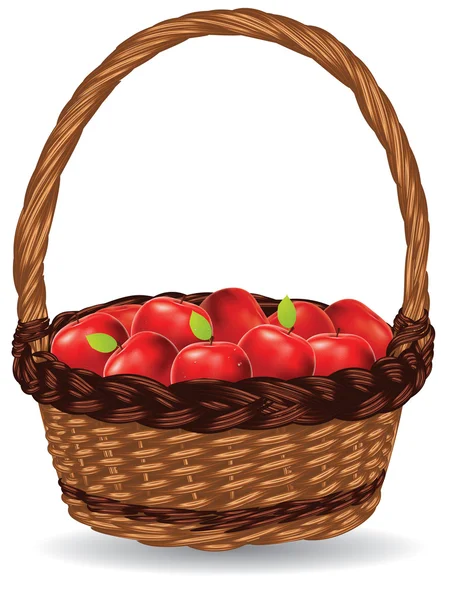 Cesta de manzanas rojas — Vector de stock