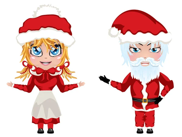 Père Noël et Mme Claude — Image vectorielle