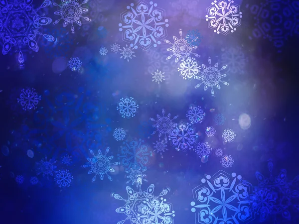 Niebieskie tło z płatkami śniegu — Zdjęcie stockowe