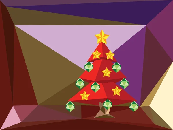 Árbol de Navidad poligonal rojo — Archivo Imágenes Vectoriales