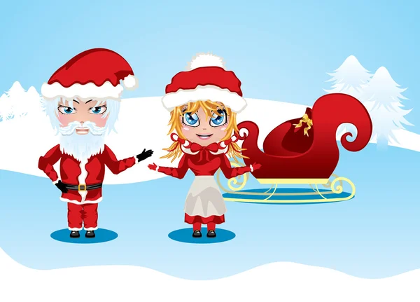 Santa and Mrs Claus — Stock Vector