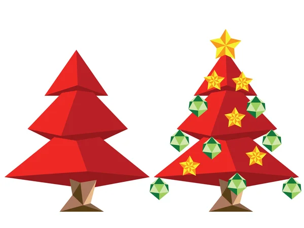 Roter polygonaler Weihnachtsbaum — Stockvektor