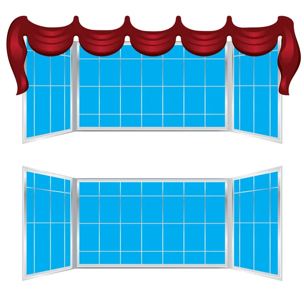 Широкое окно с занавесками — стоковый вектор