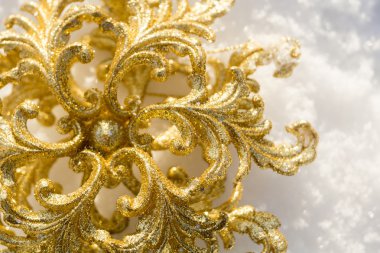 Kar üzerinde altın kar tanesi