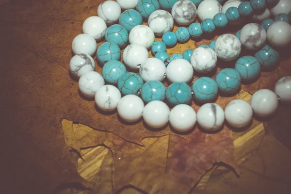 Blue and White Turquoise Beads Retro — Stock Photo, Image