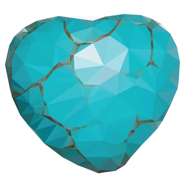Geometric Turquoise Heart — Stock Vector