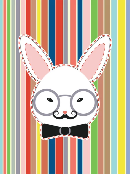Cabeza de conejo con gafas — Vector de stock