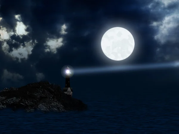 등 대와 보름달 — 스톡 사진